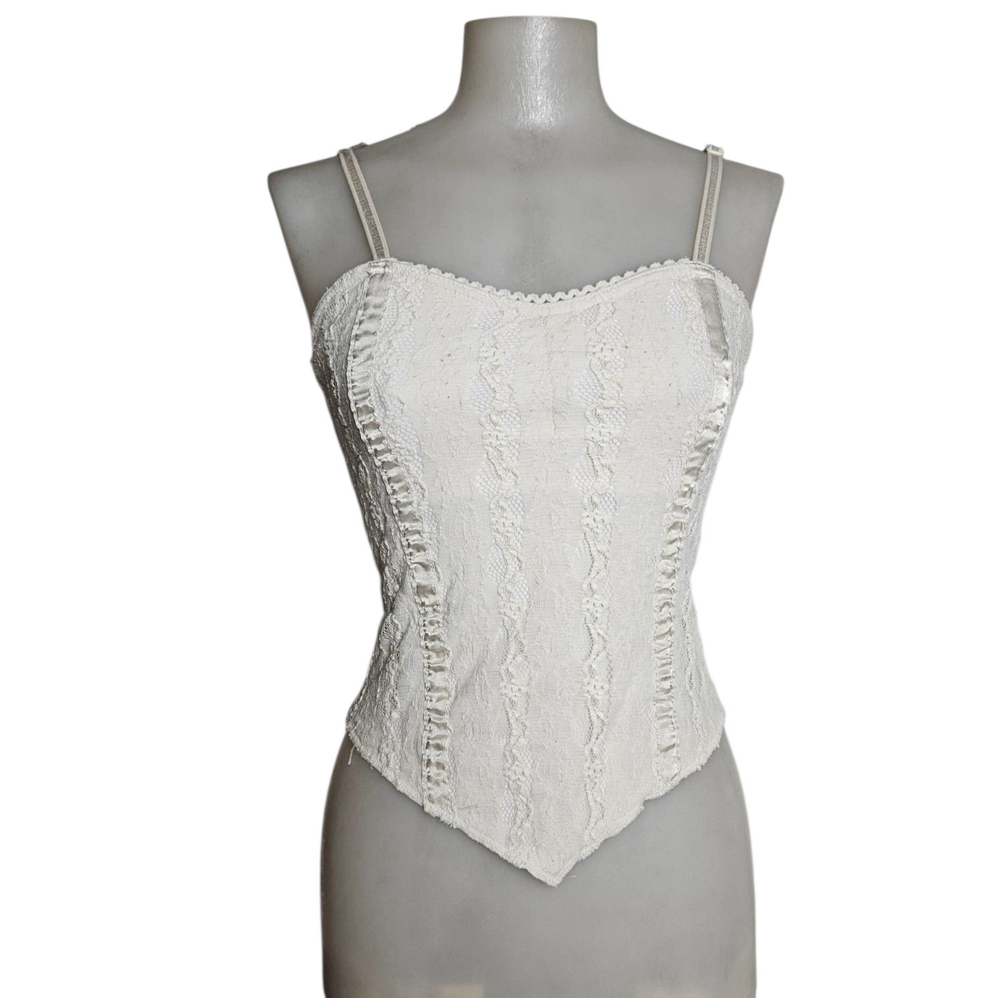 Haut esprit corset blanc dentelle