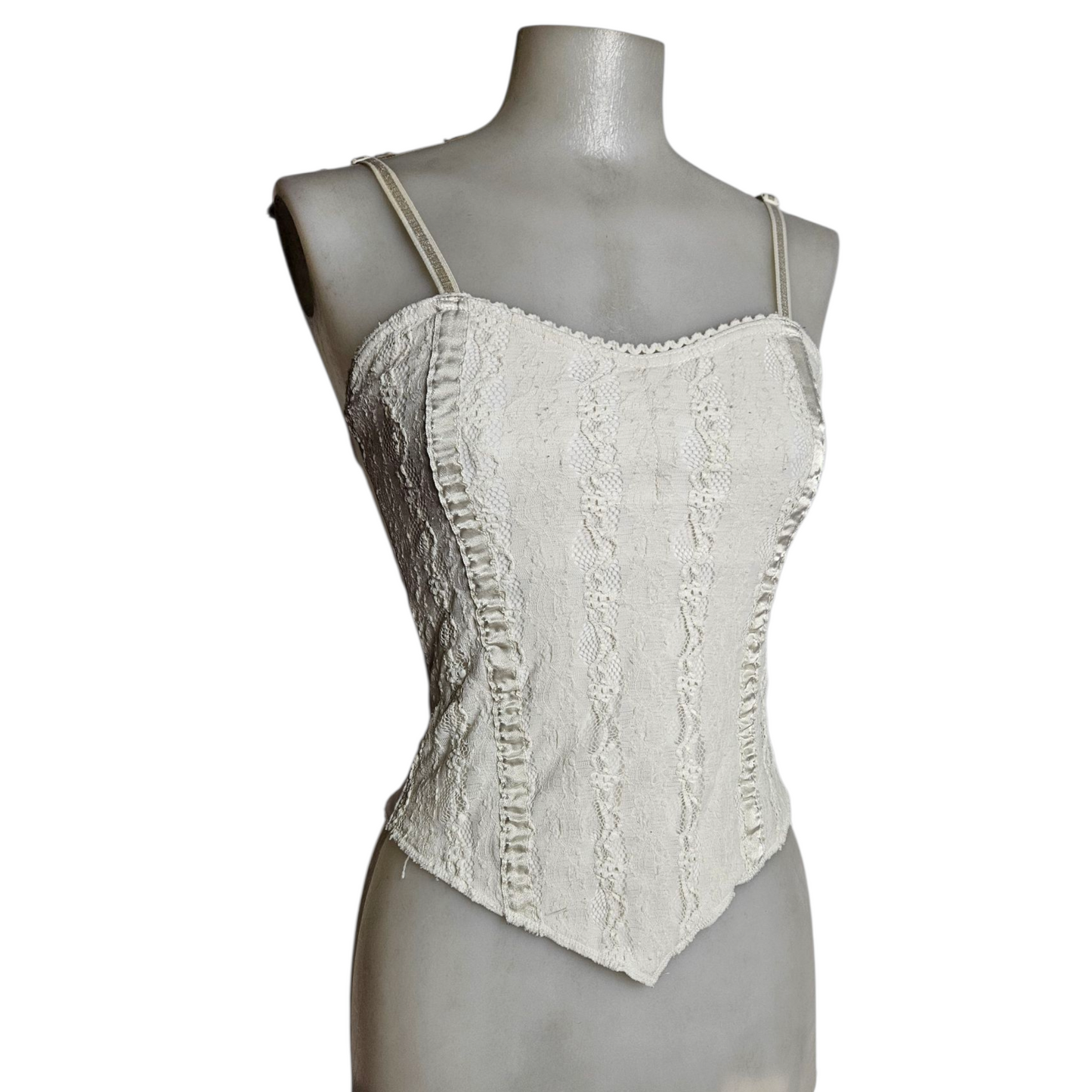 Haut esprit corset blanc dentelle