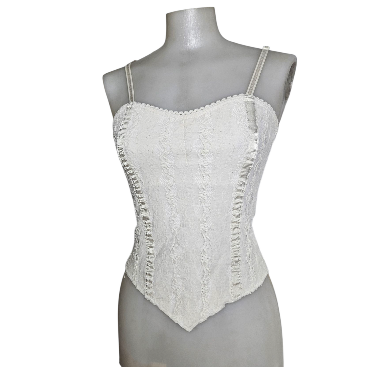 Haut esprit corset blanc dentelle