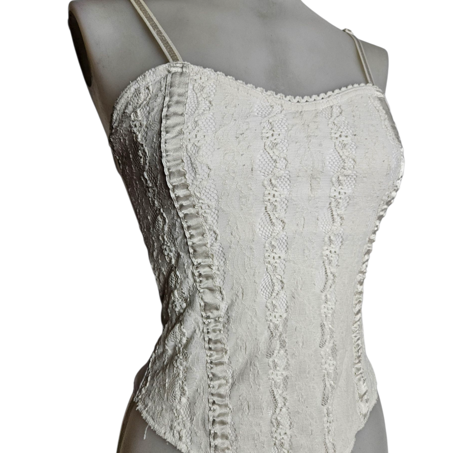 Haut esprit corset blanc dentelle