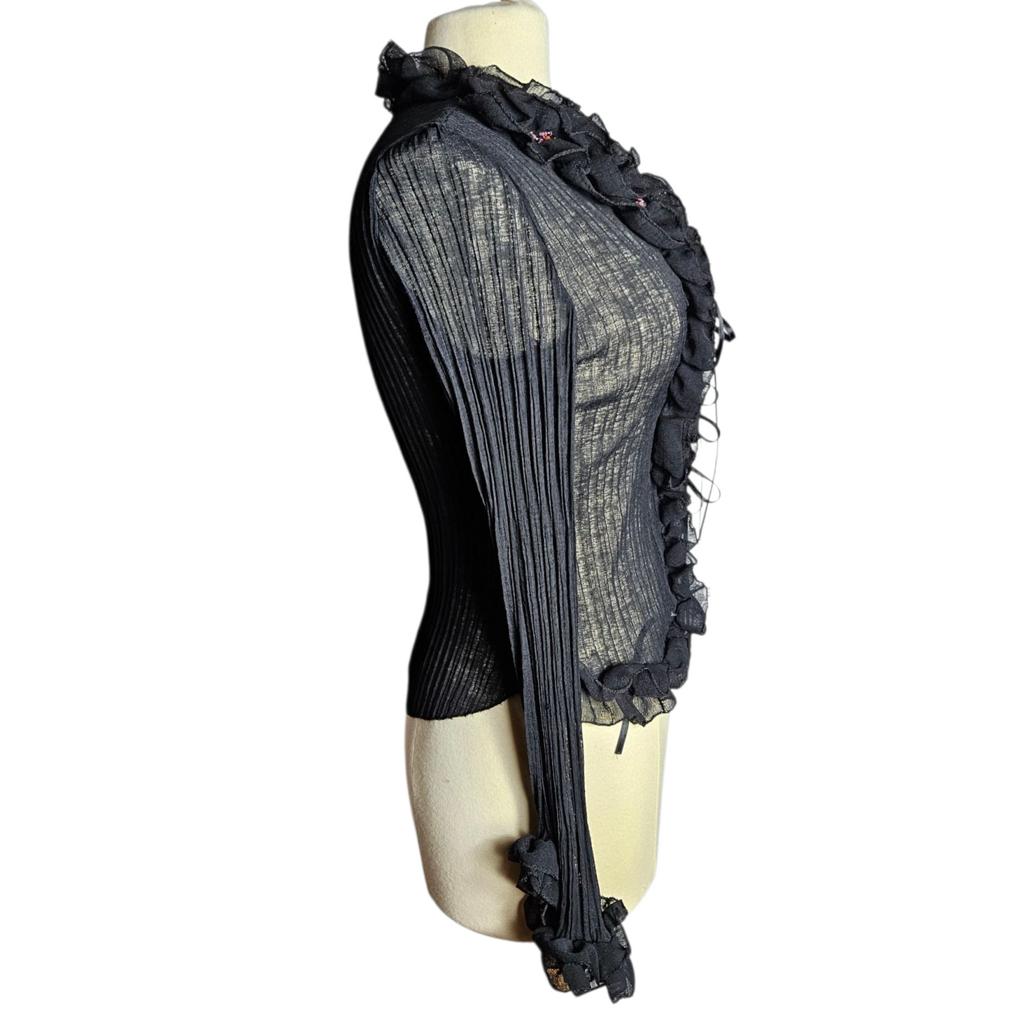 Voile blouse with ruffles and pearl details