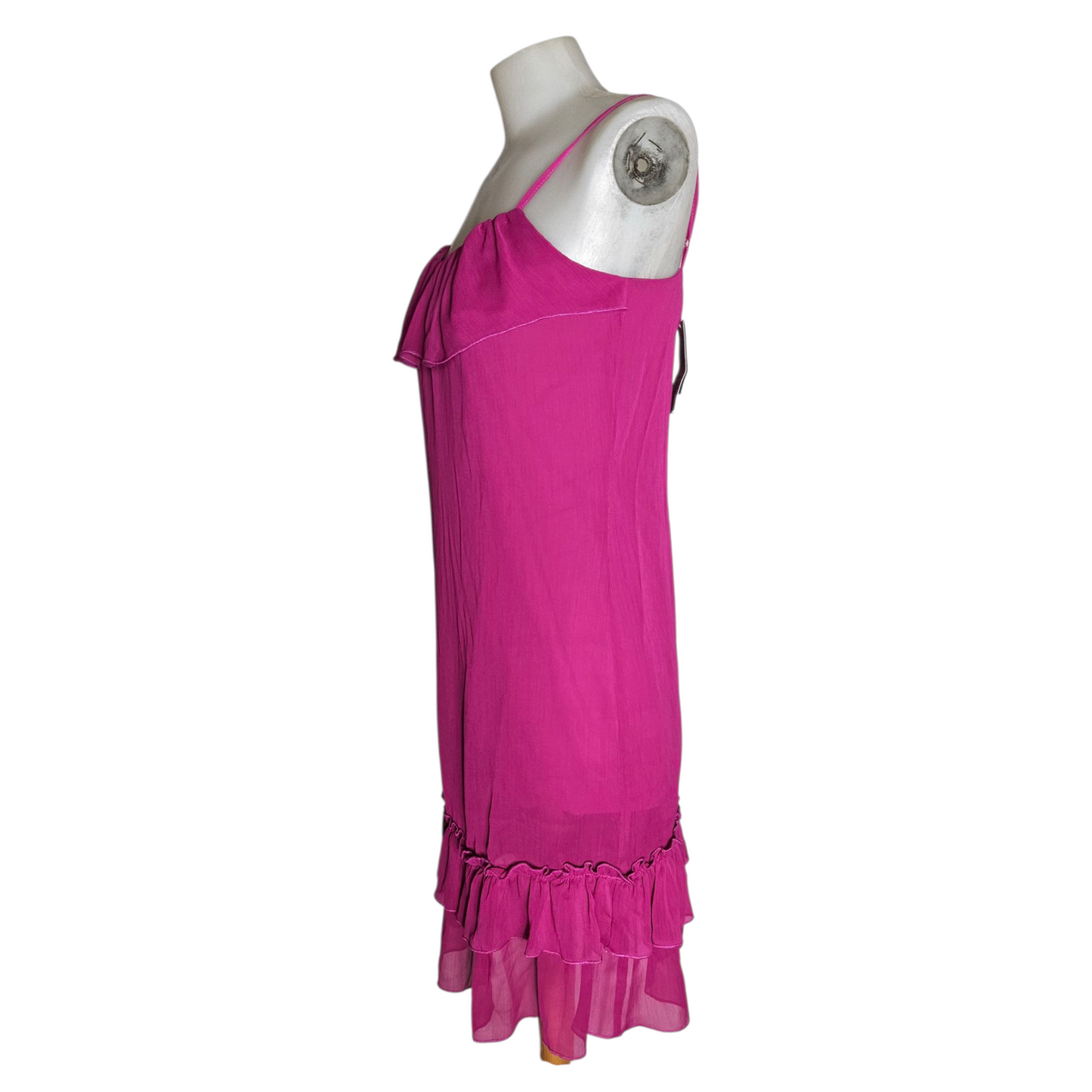 Robe en voile à volants rose