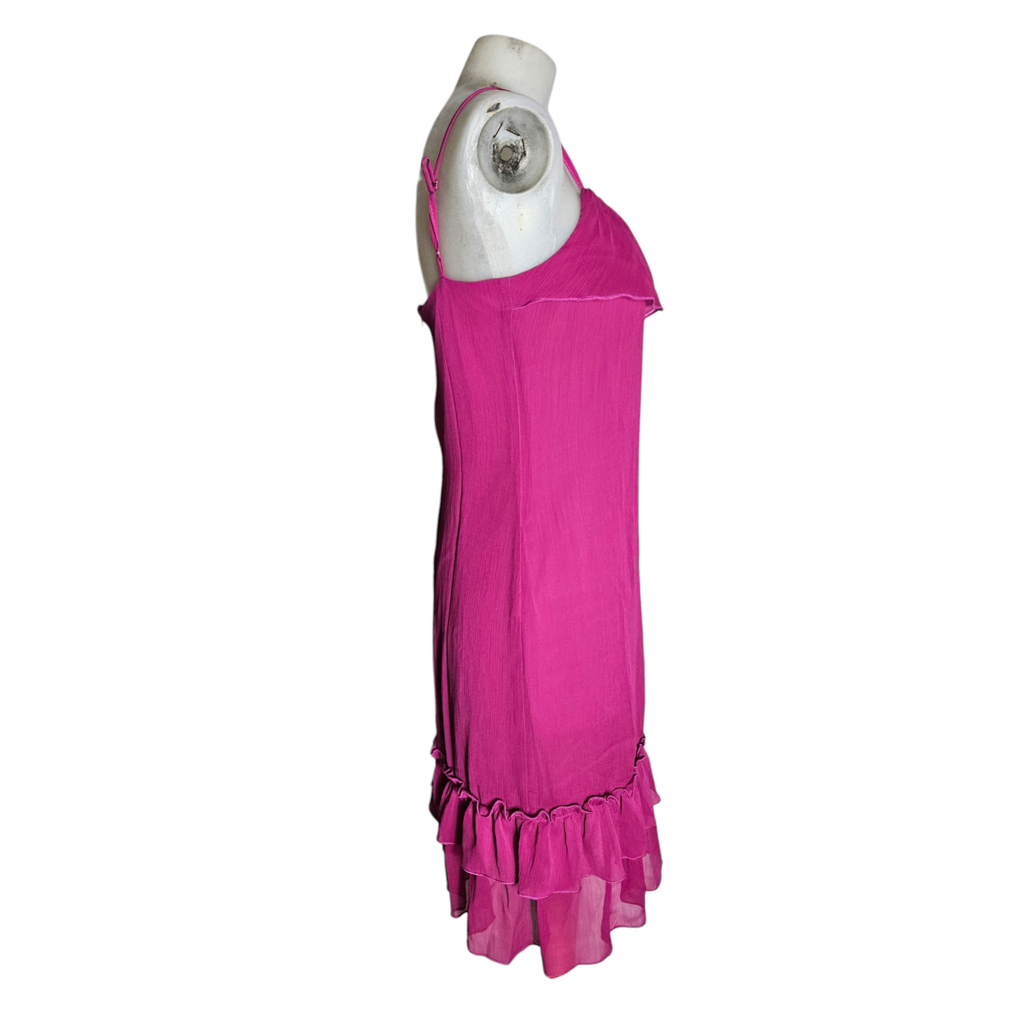 Robe en voile à volants rose