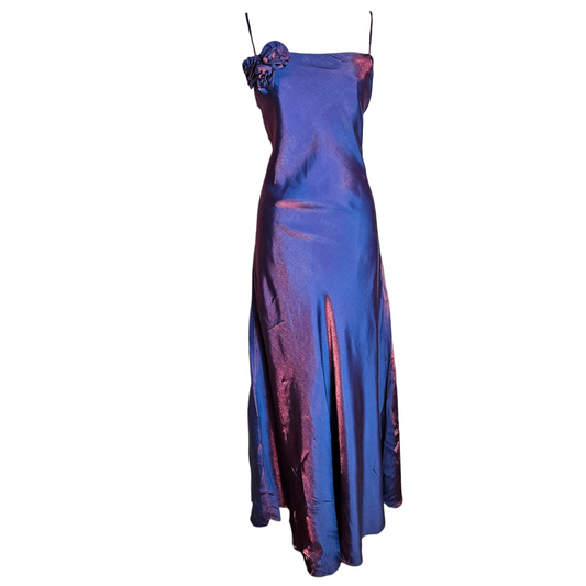 Long iridescent purple evening dress
