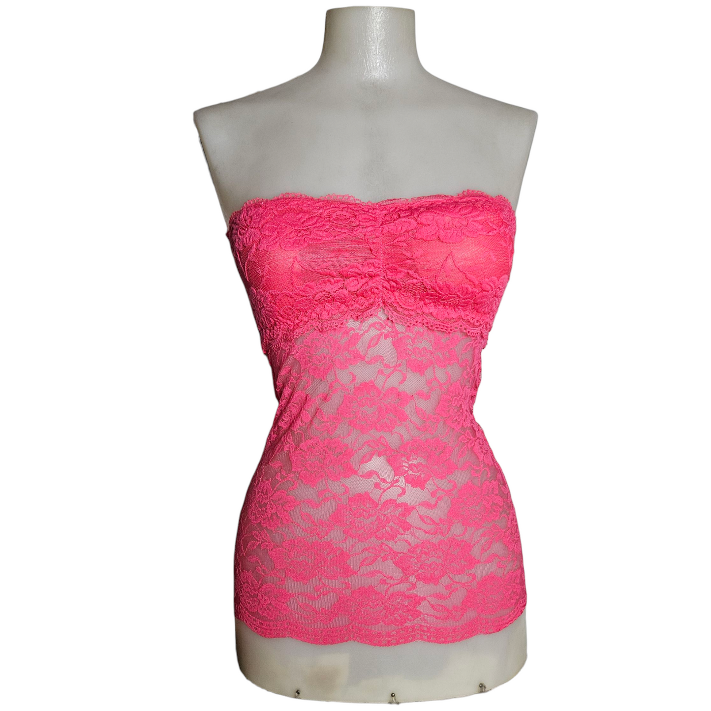 Haut strapless rose en dentelle