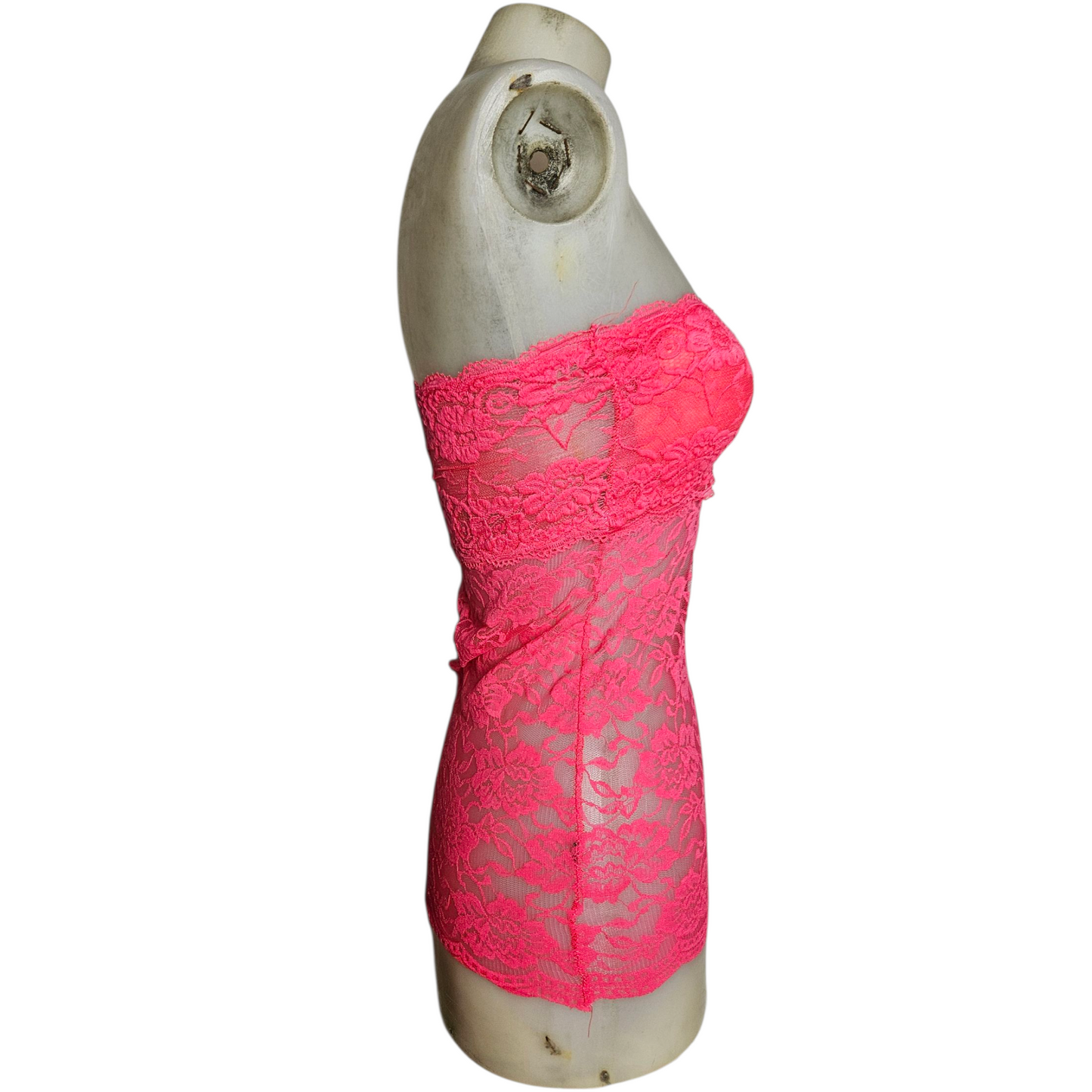 Haut strapless rose en dentelle