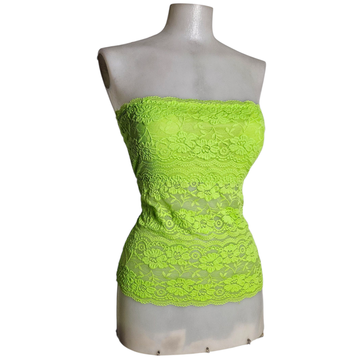 Haut strapless vert en dentelle