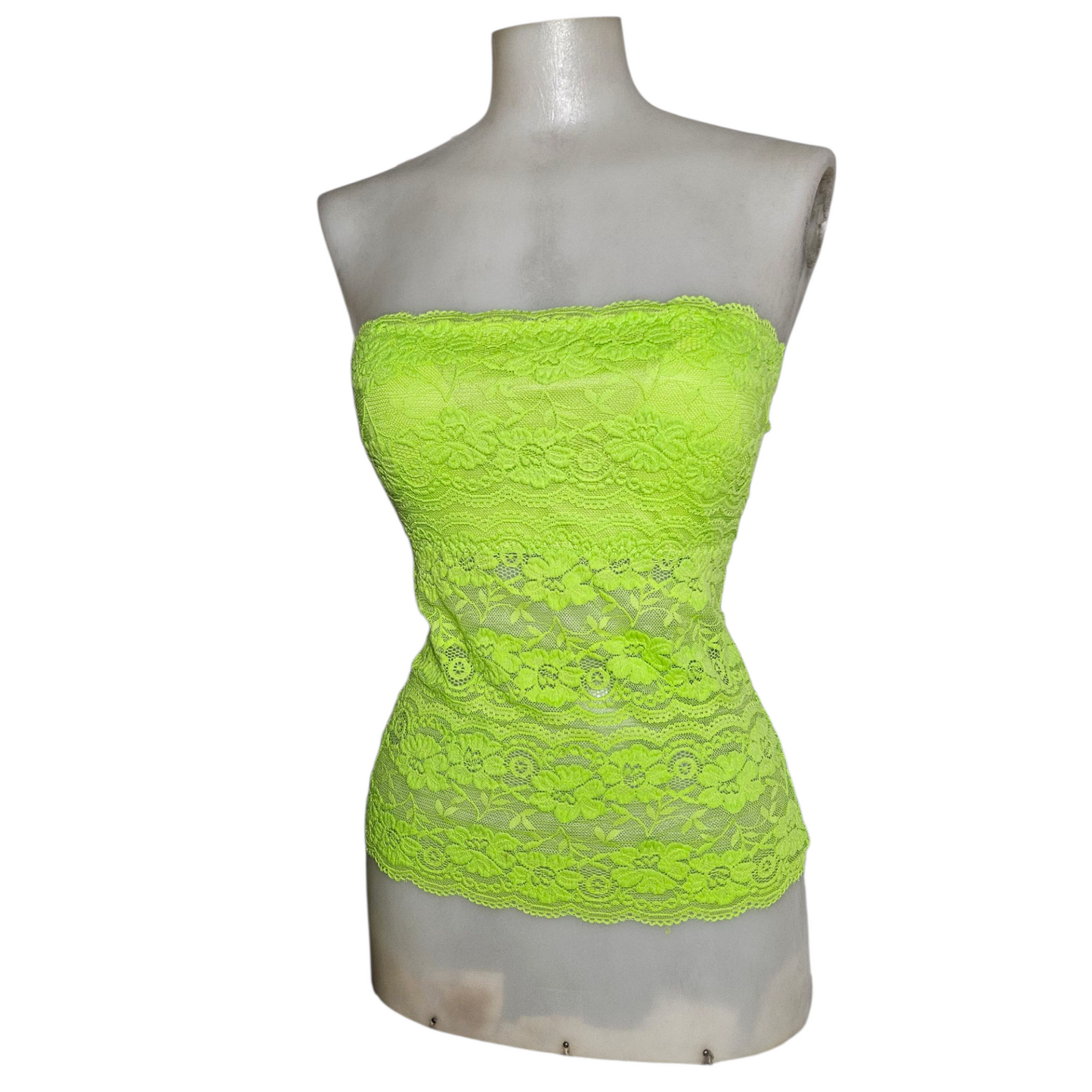 Haut strapless vert en dentelle