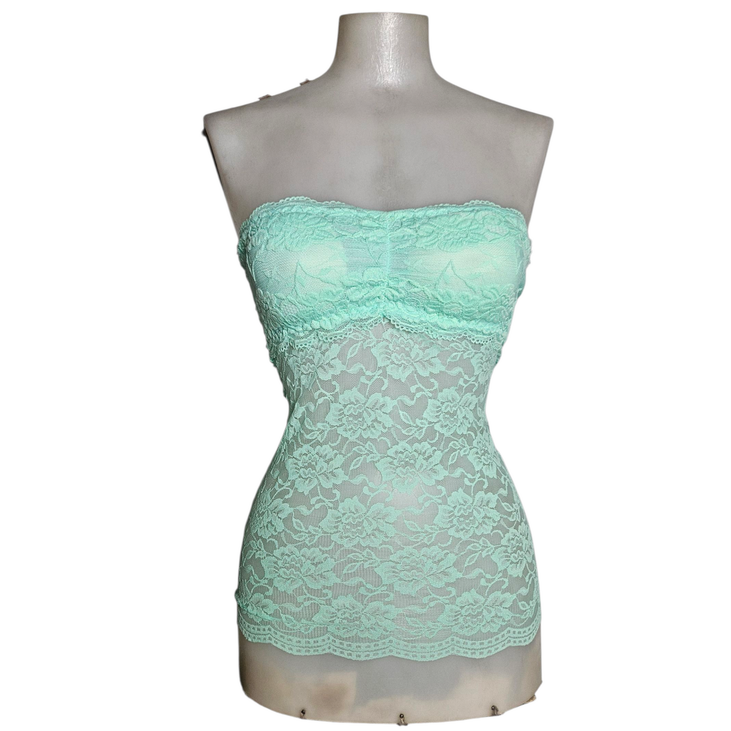Haut strapless bleu en dentelle
