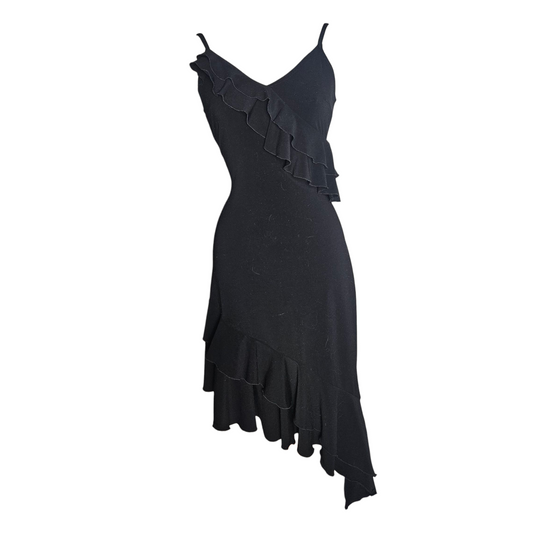 Black asymmetrical ruffled dress