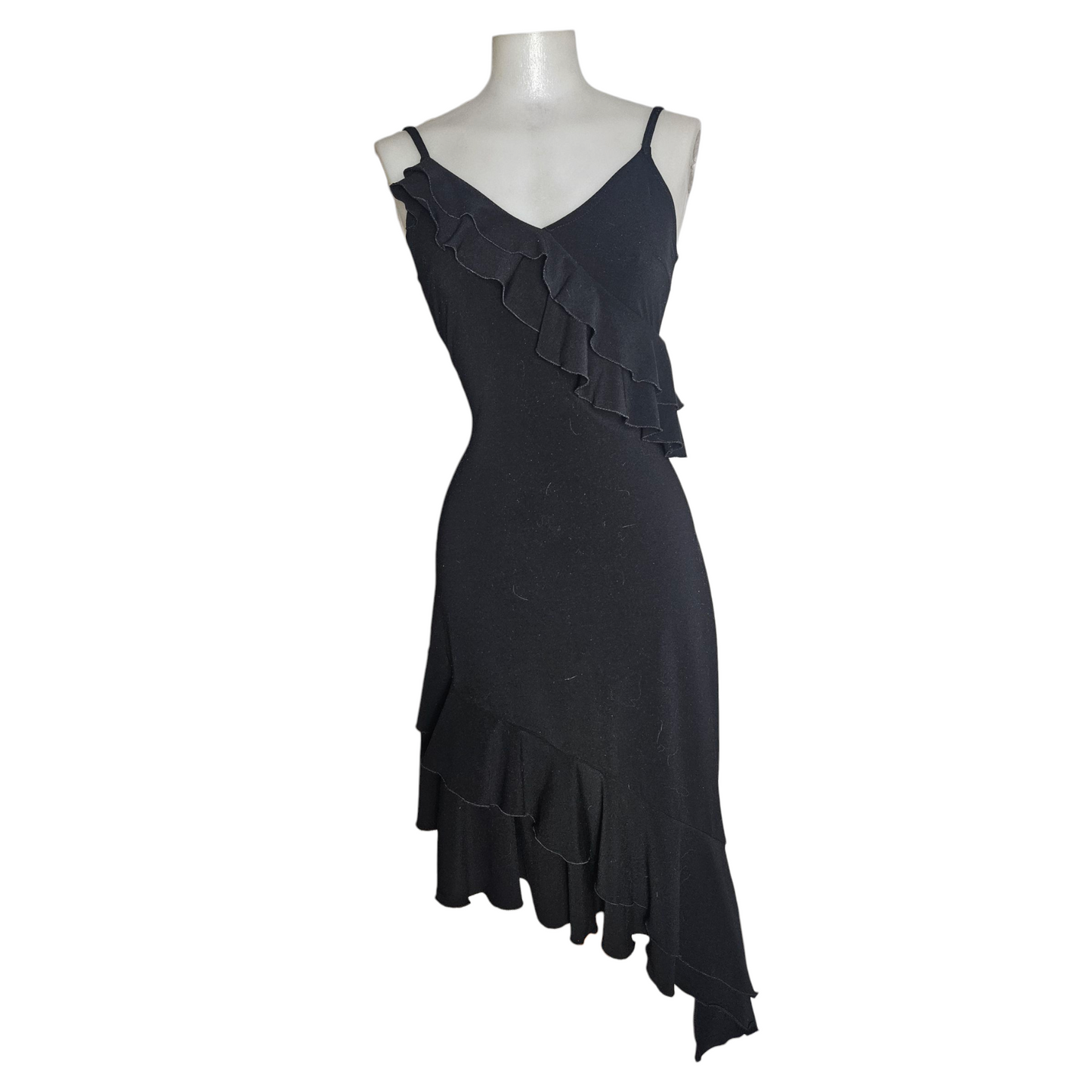 Black asymmetrical ruffled dress
