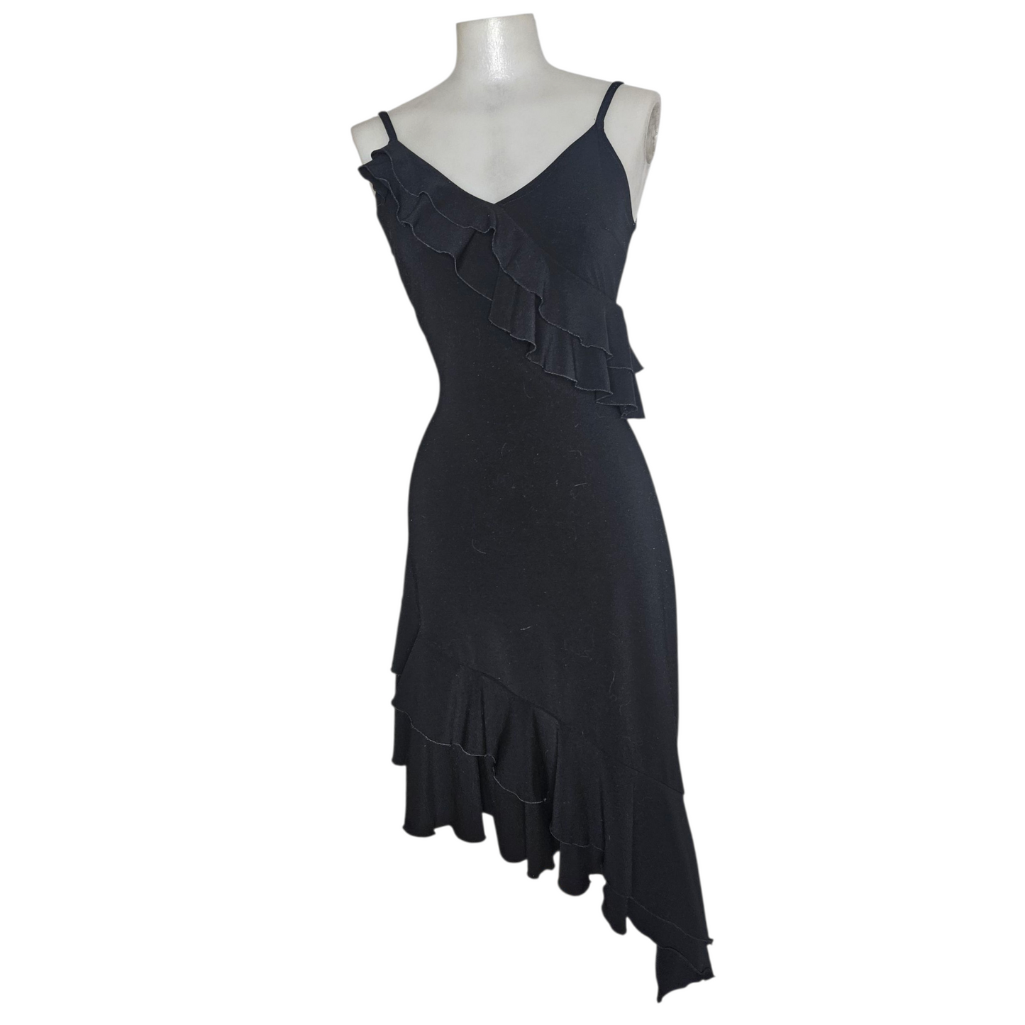Black asymmetrical ruffled dress