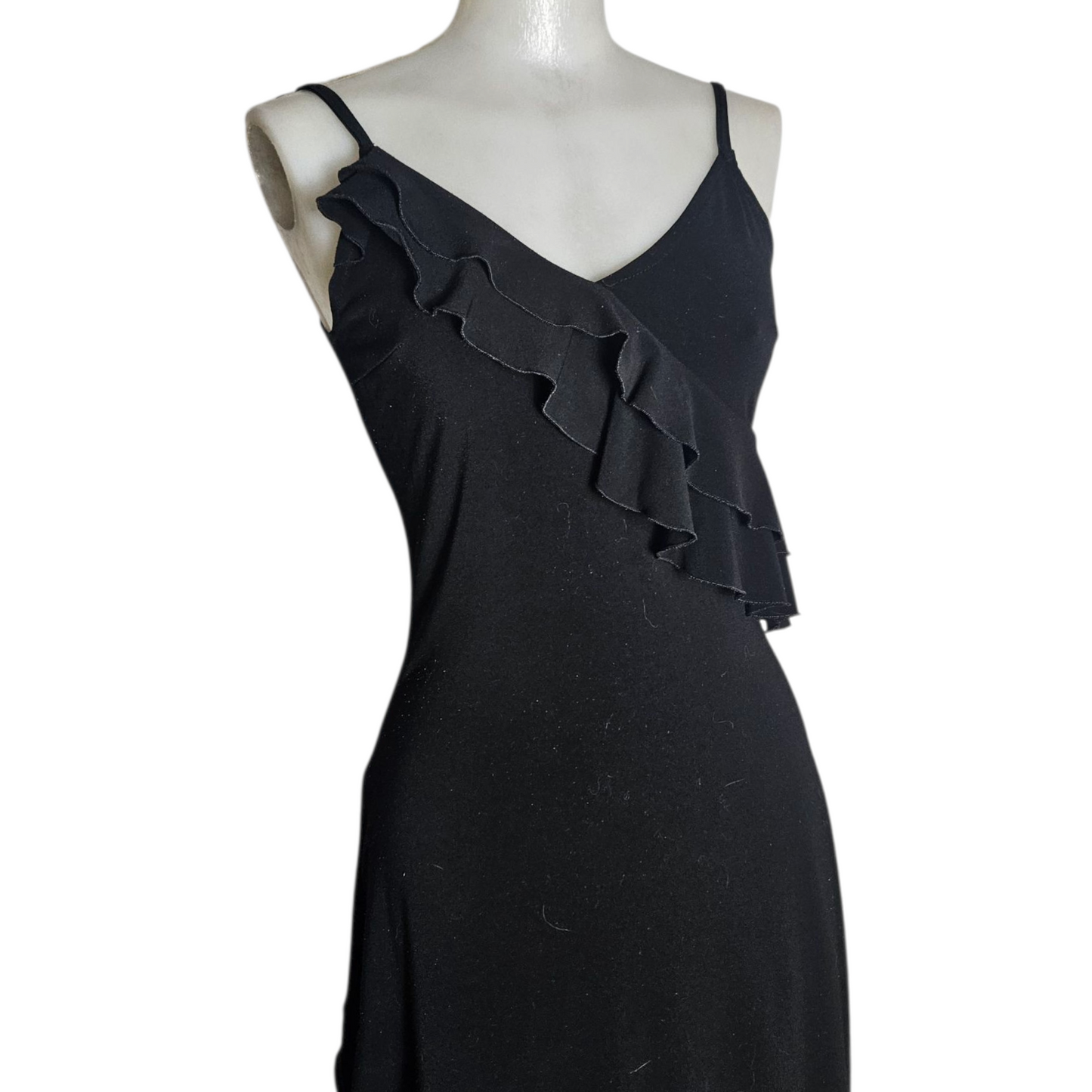 Black asymmetrical ruffled dress
