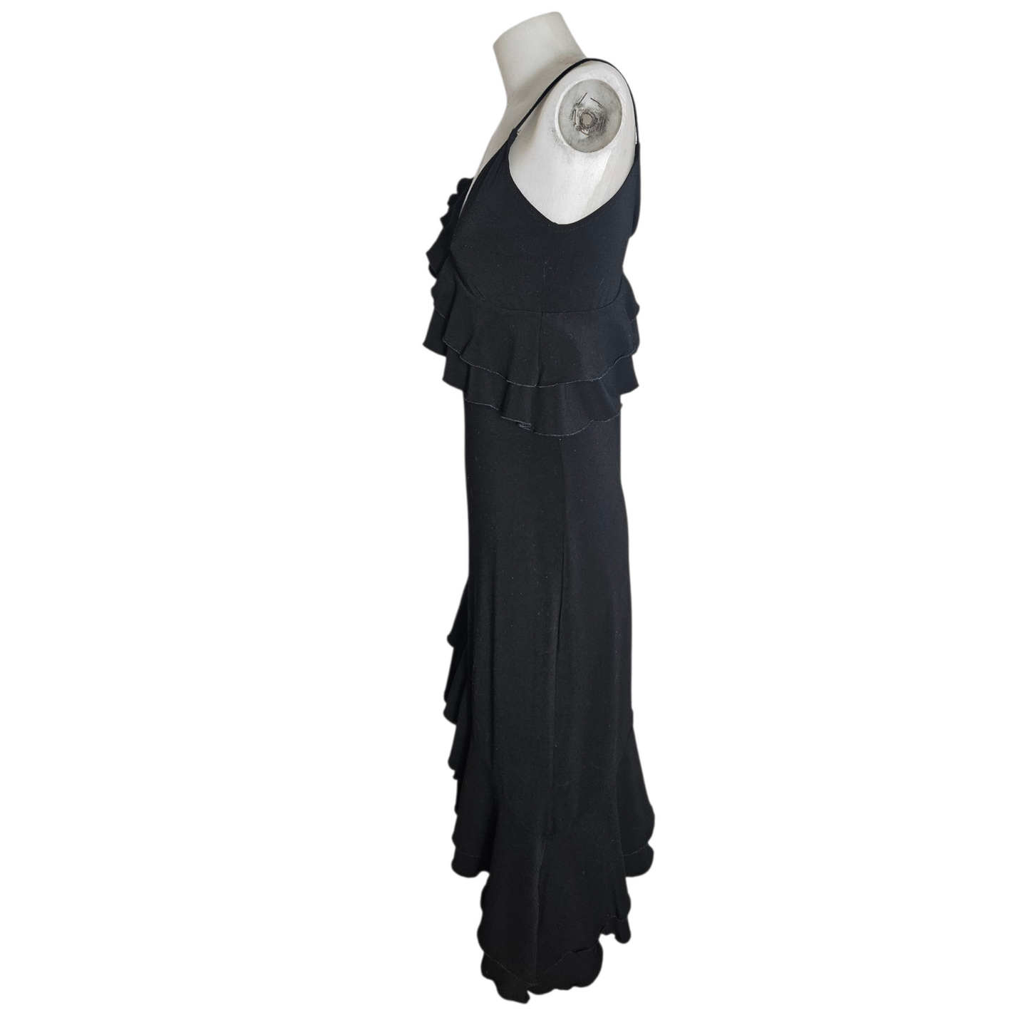 Black asymmetrical ruffled dress
