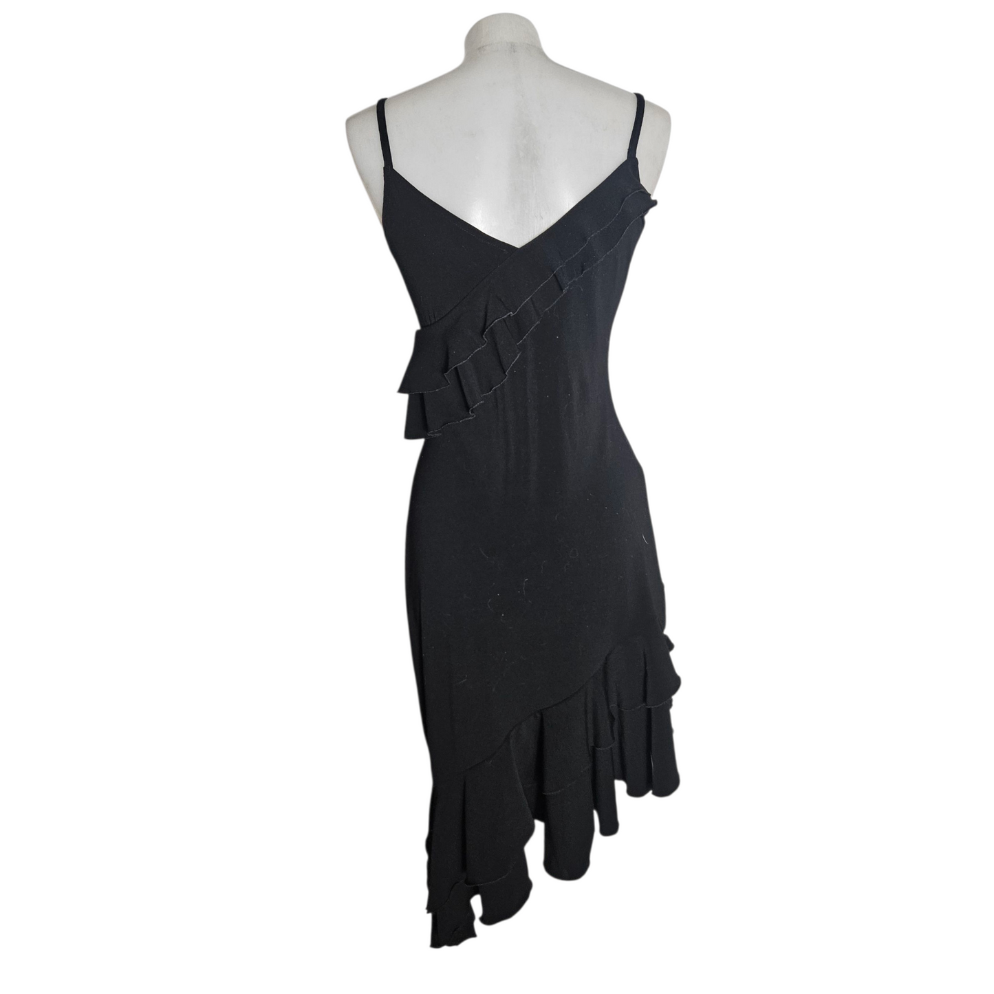 Black asymmetrical ruffled dress