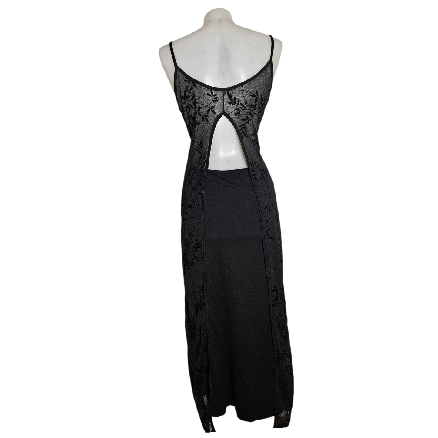 Maxi black dress with veil back