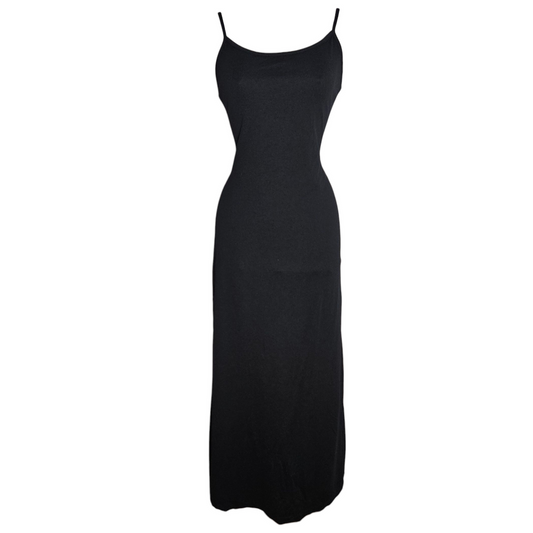 Maxi black dress with veil back