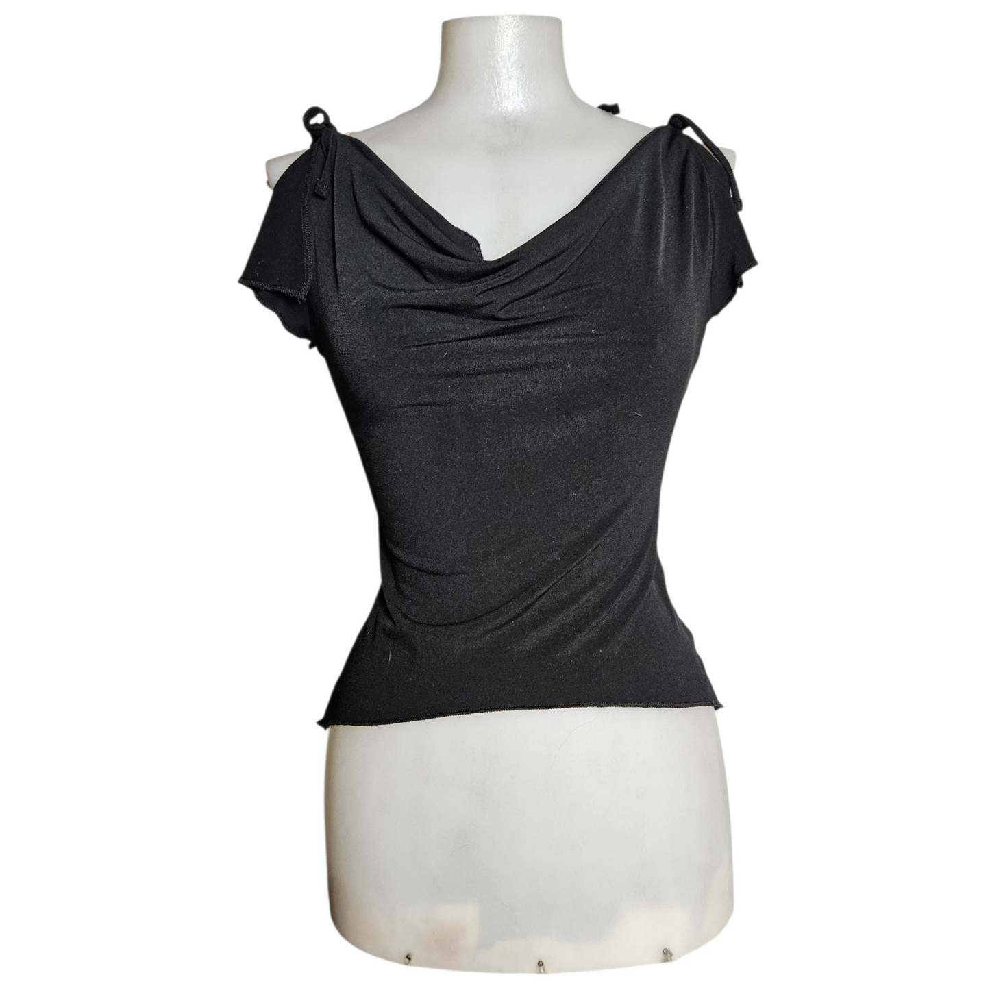 High cowl neck with slit sleeves