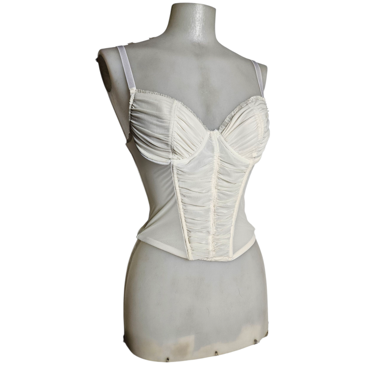 Corset-style top in pleated voile