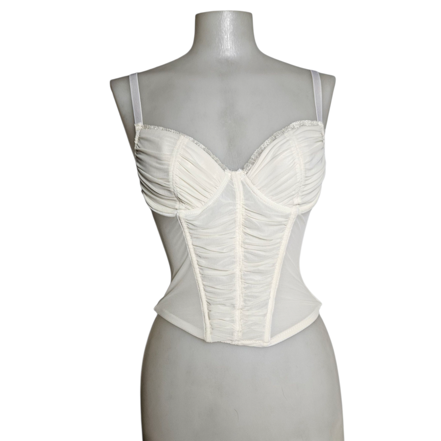 Corset-style top in pleated voile