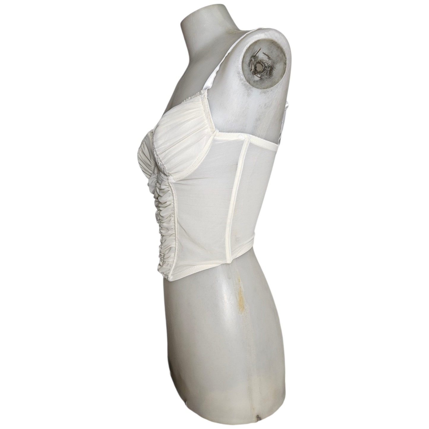 Corset-style top in pleated voile