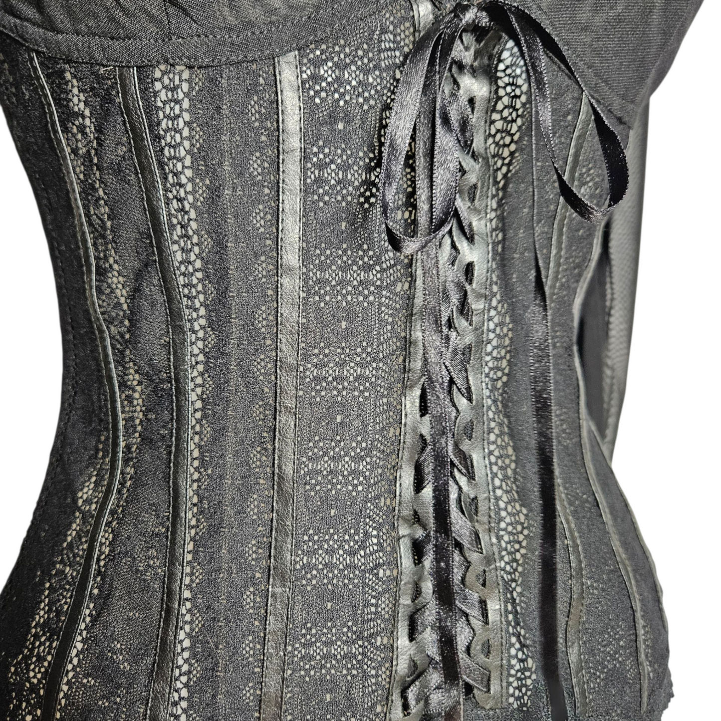 Lace and voile top with lacing