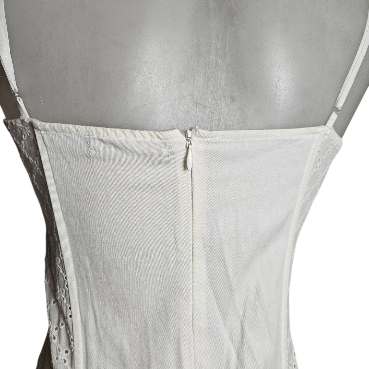 Corset-style top with lace ruffles