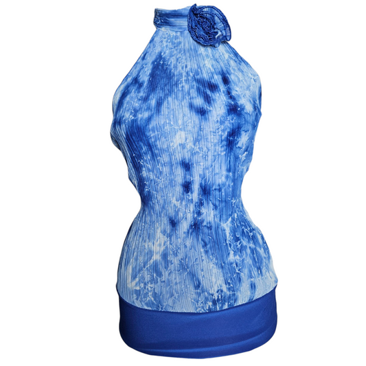 Blue veil open back