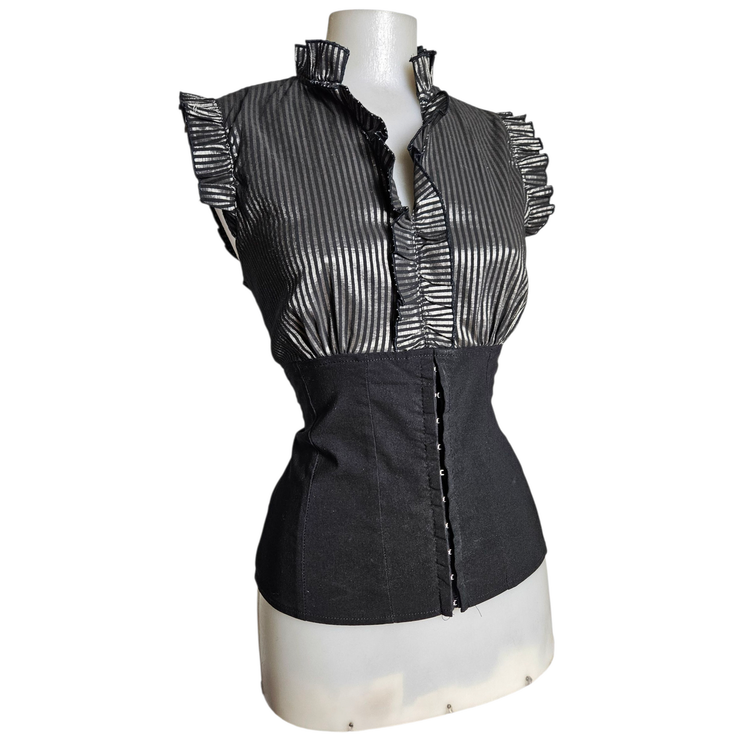 Lace-up back blouse