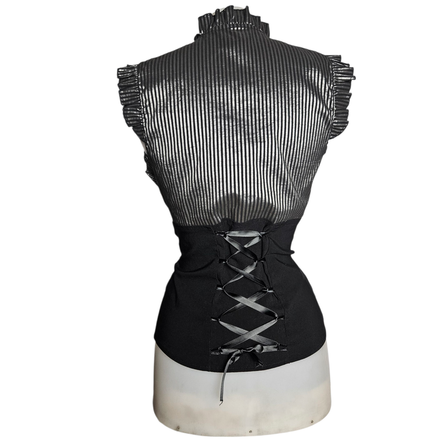 Lace-up back blouse