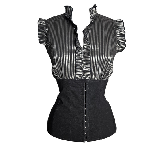 Lace-up back blouse