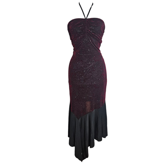 Asymmetrical backless velvet dress