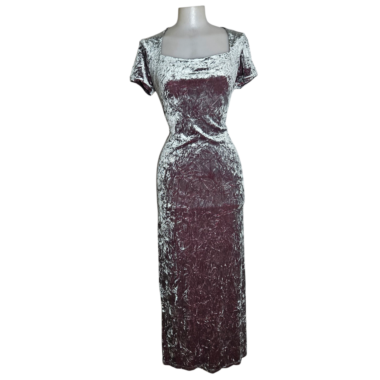 Robe en velours froissé grise