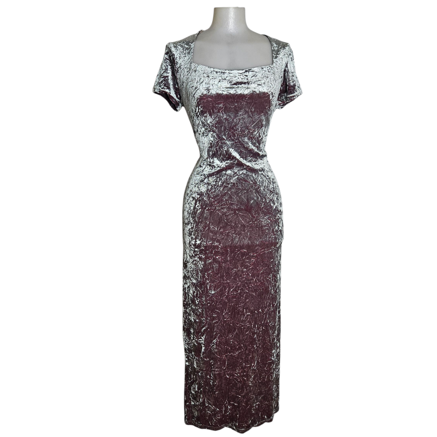 Robe en velours froissé grise