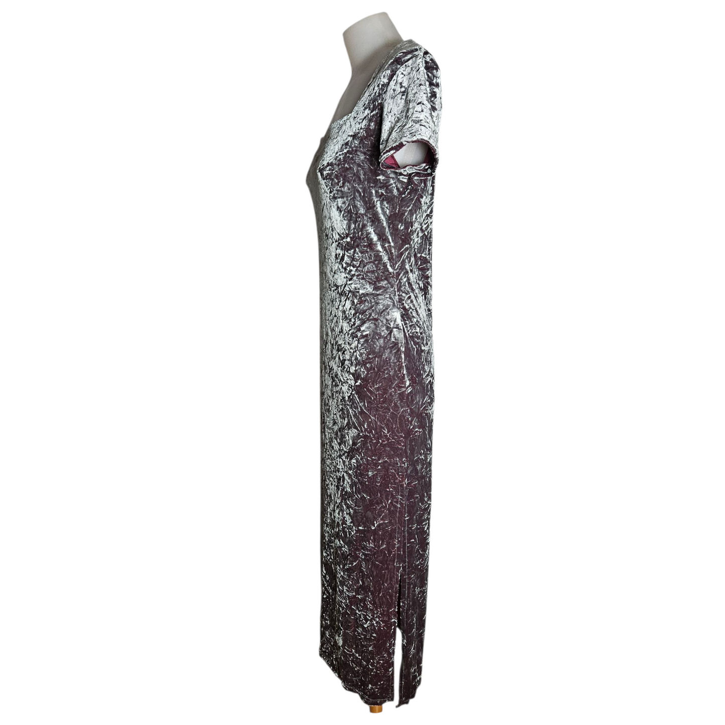 Robe en velours froissé grise