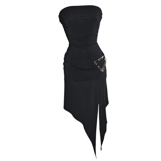 Strapless dress with metal buckle