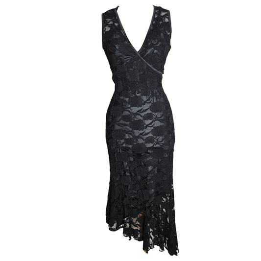 Black lace wrap dress