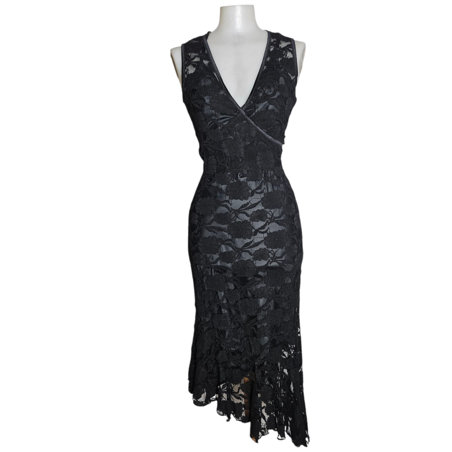 Black lace wrap dress