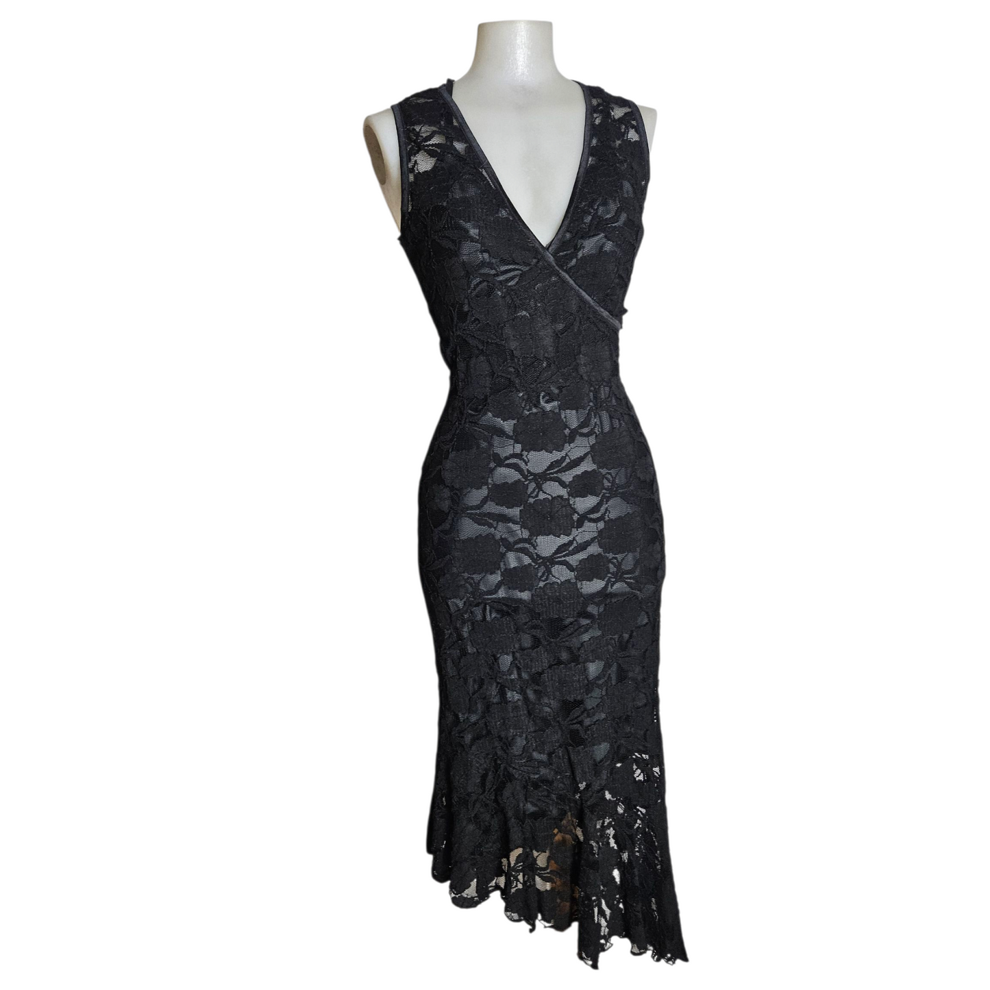 Black lace wrap dress