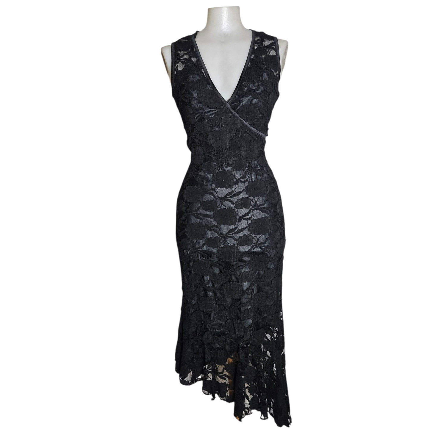 Black lace wrap dress