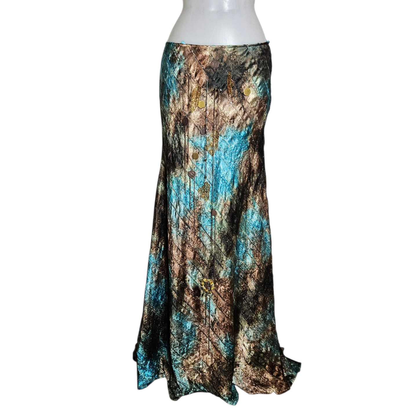 Ensemble de soirée brodé tie and Dye bleu et vert