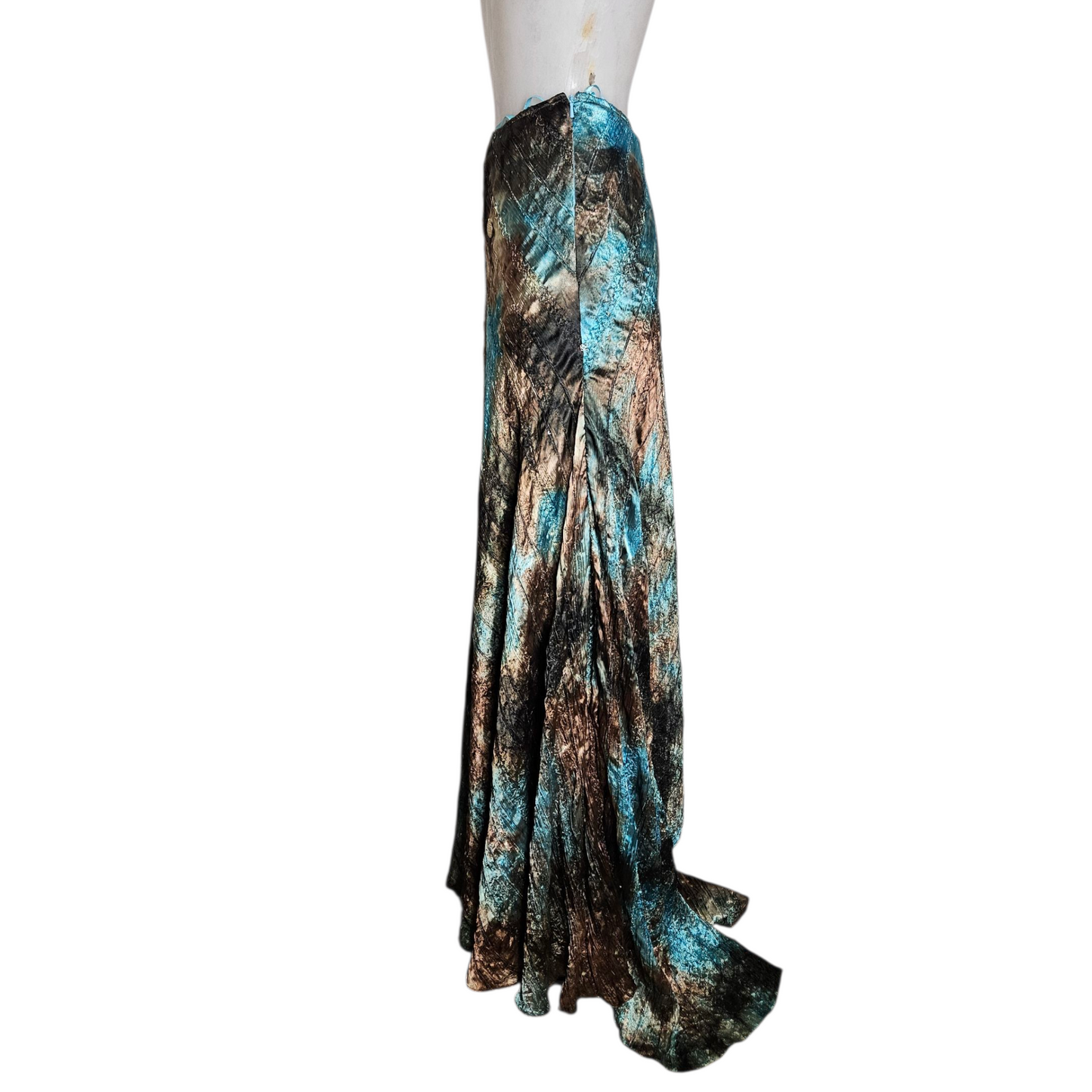 Ensemble de soirée brodé tie and Dye bleu et vert