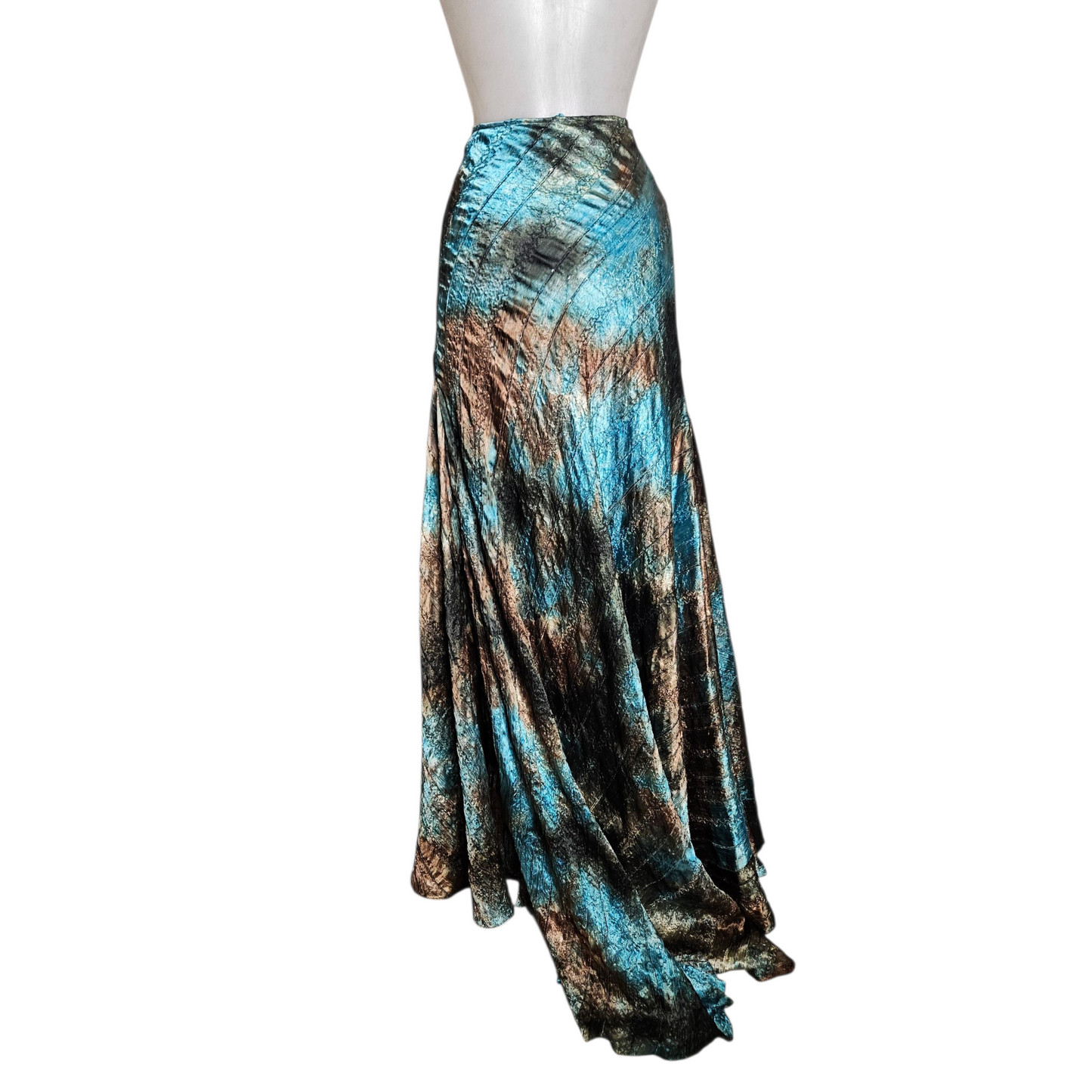 Ensemble de soirée brodé tie and Dye bleu et vert