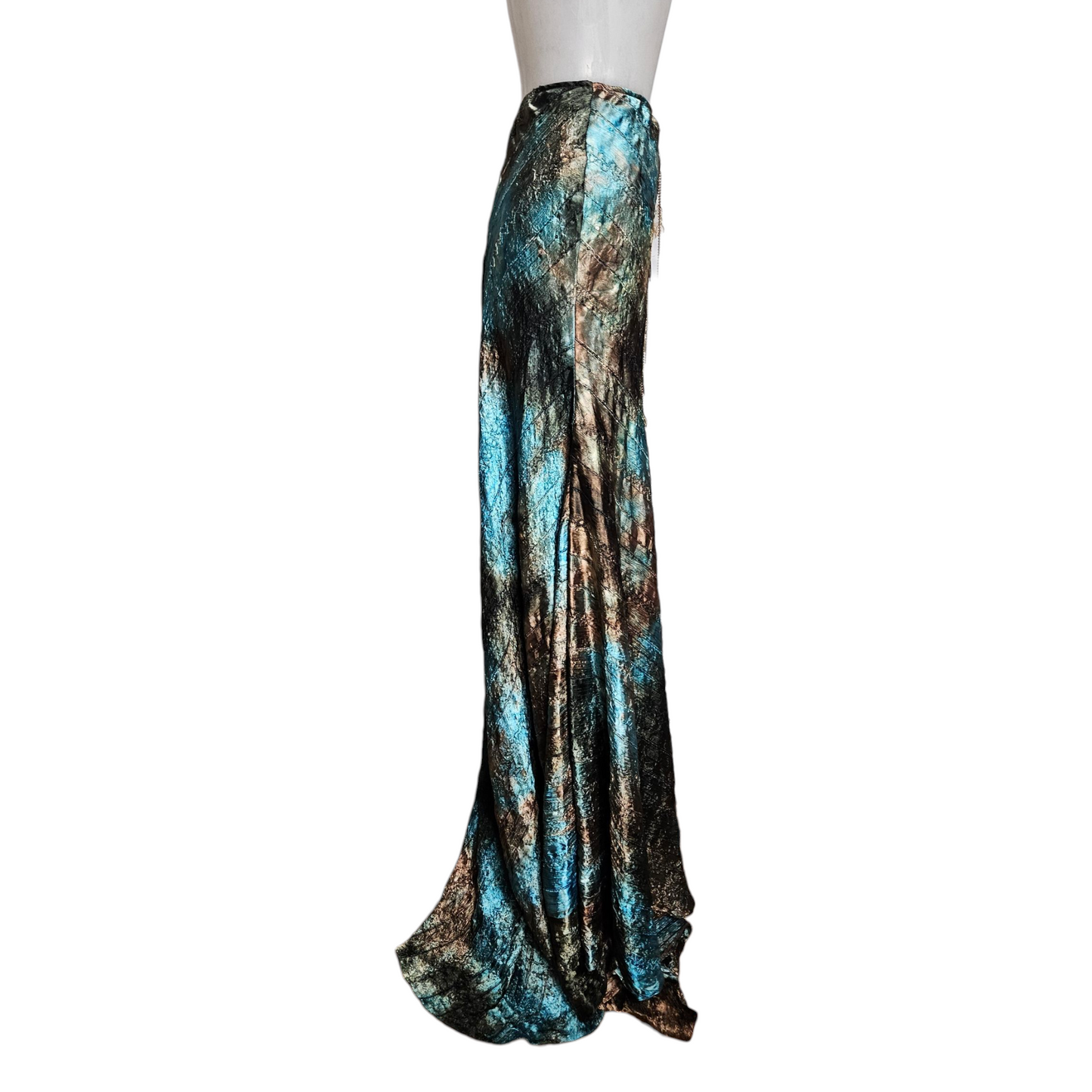 Ensemble de soirée brodé tie and Dye bleu et vert