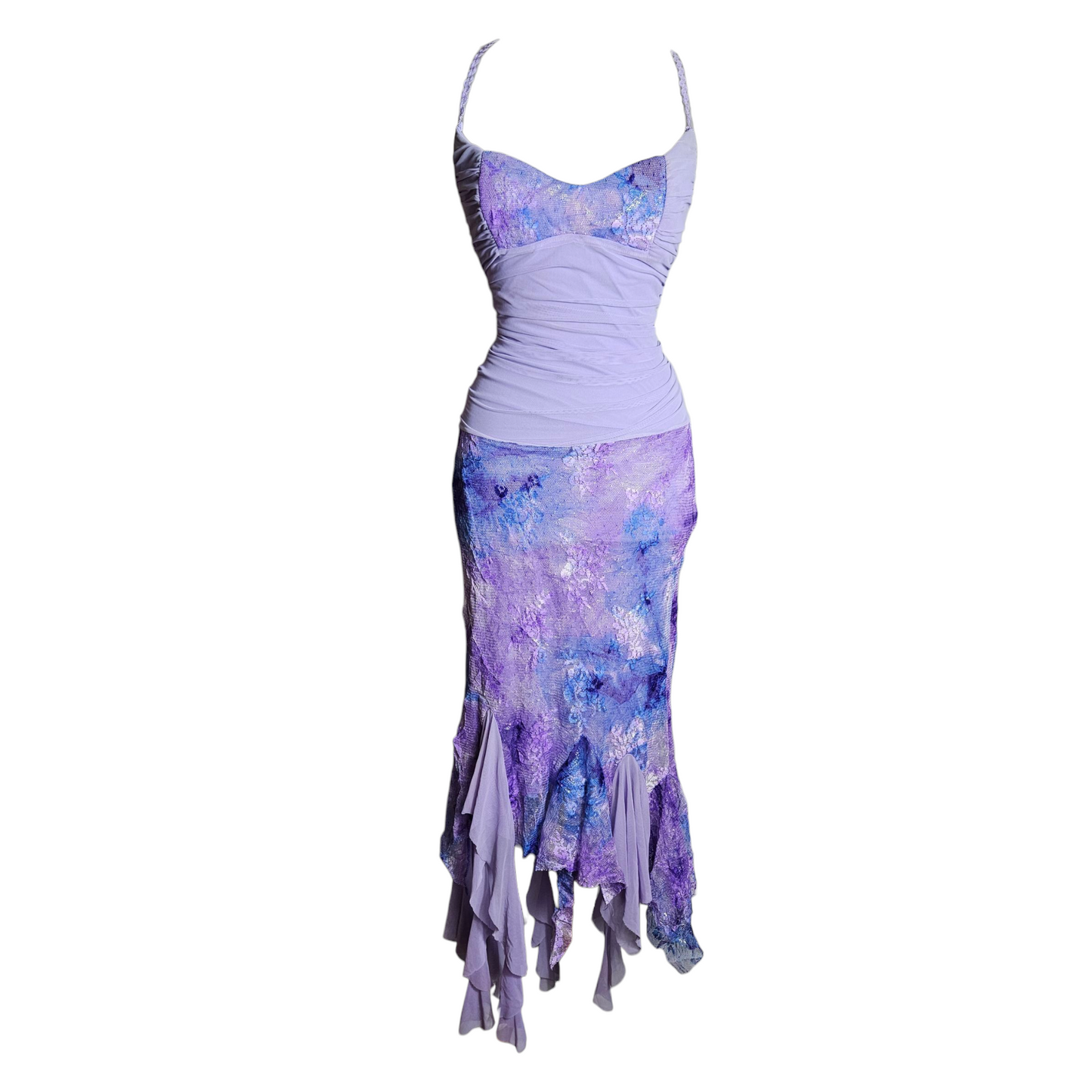 Robe en voile et dentelle dos nu