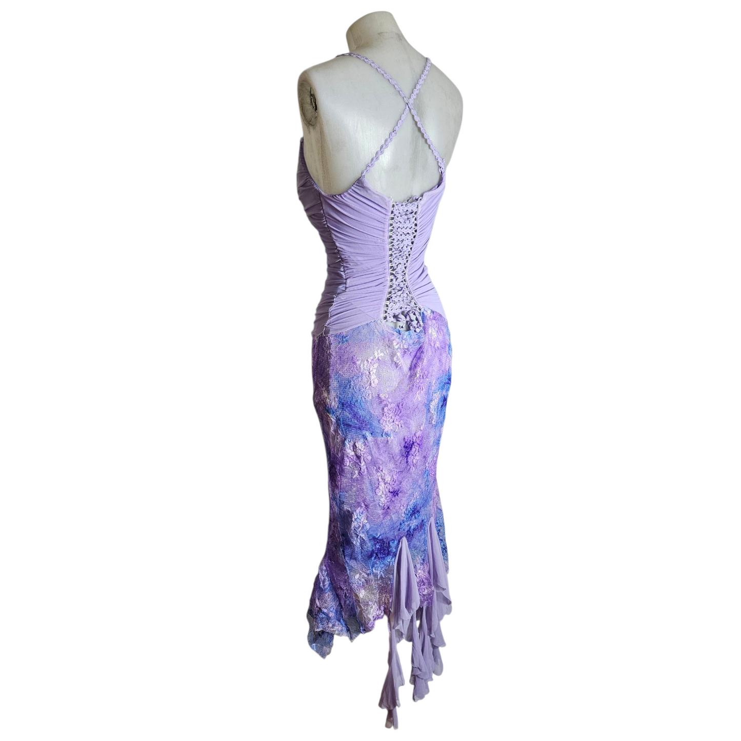 Robe en voile et dentelle dos nu