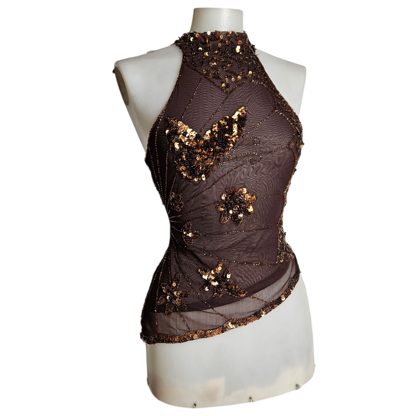 Haut en voile sequins formant des papillons
