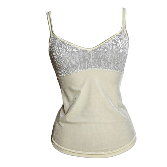 Cream-colored velvet top