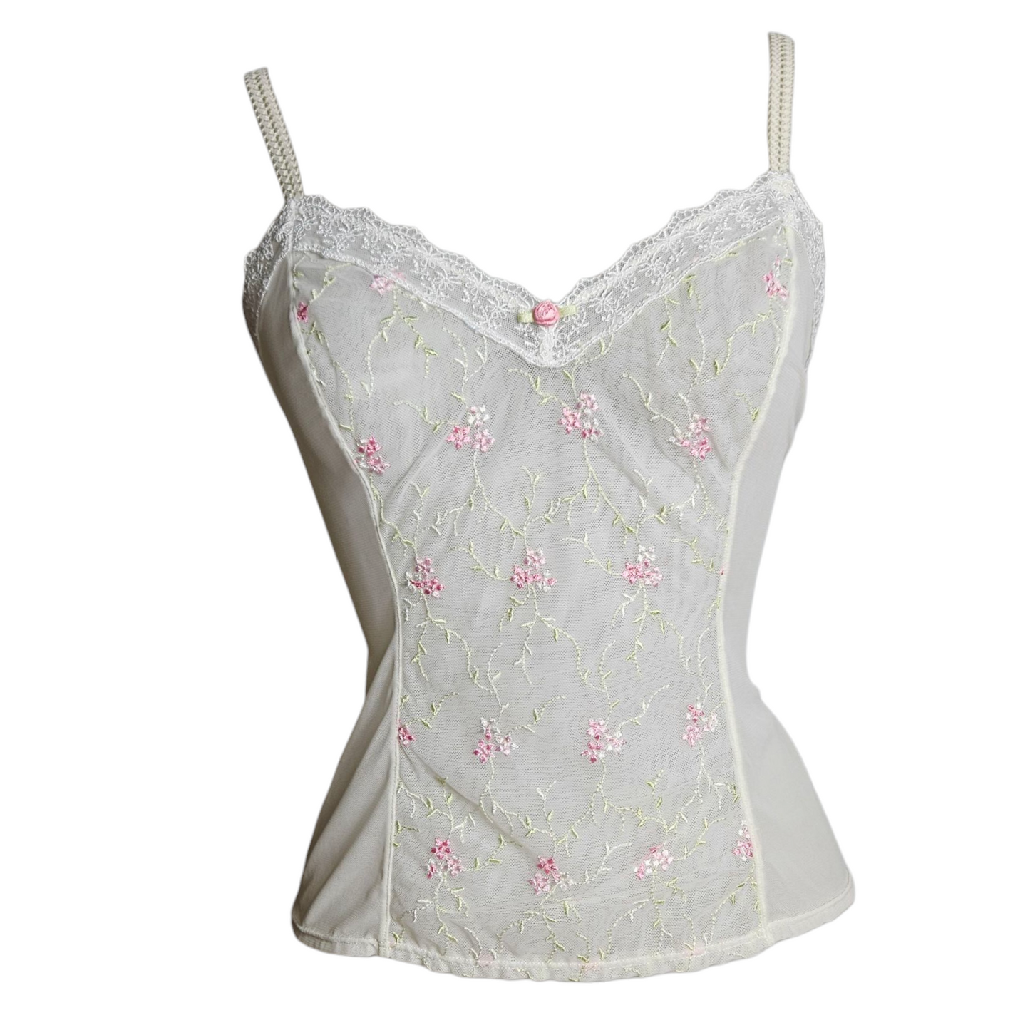 Haut en voile brodé de fleurs