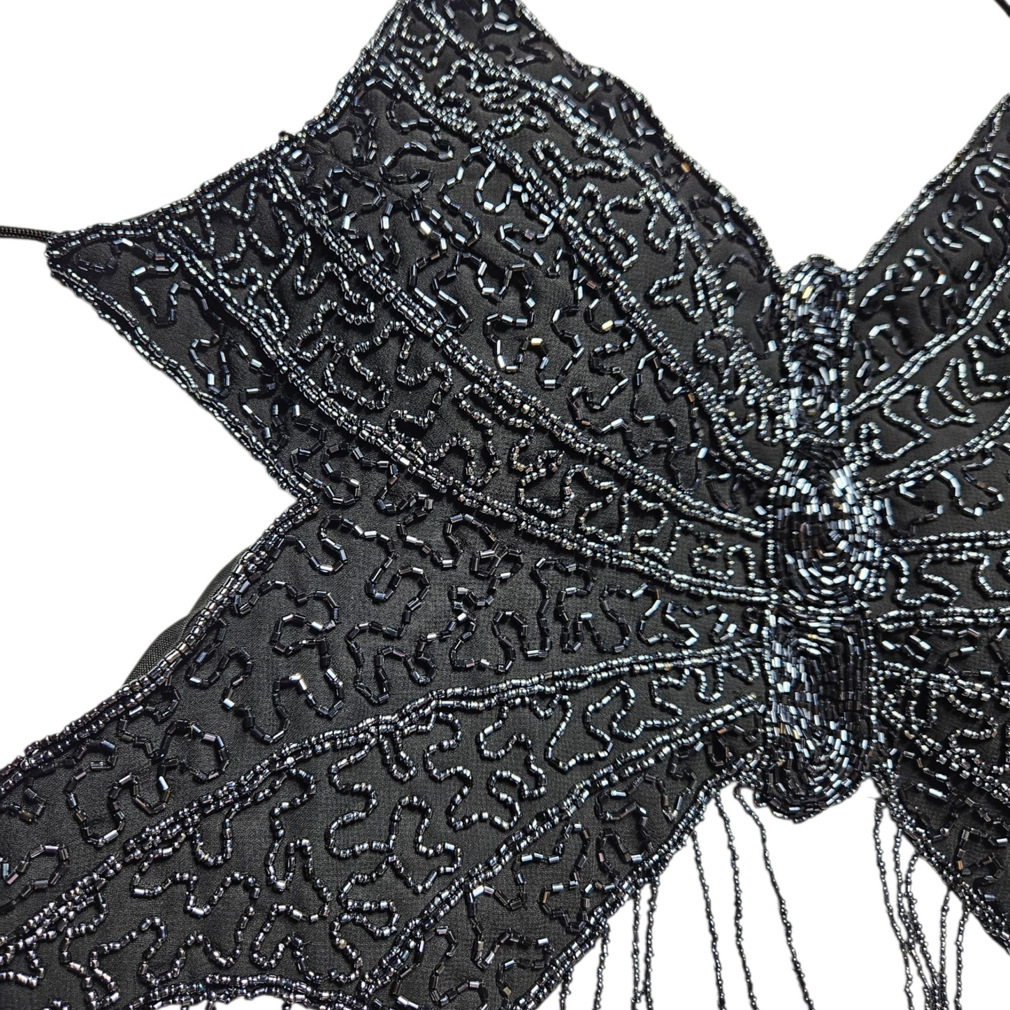 Haut papillon brodé de perles noir